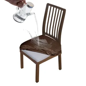 100% Waterproof Jacquard Dining Chair Seat Cushion Cover, Brown