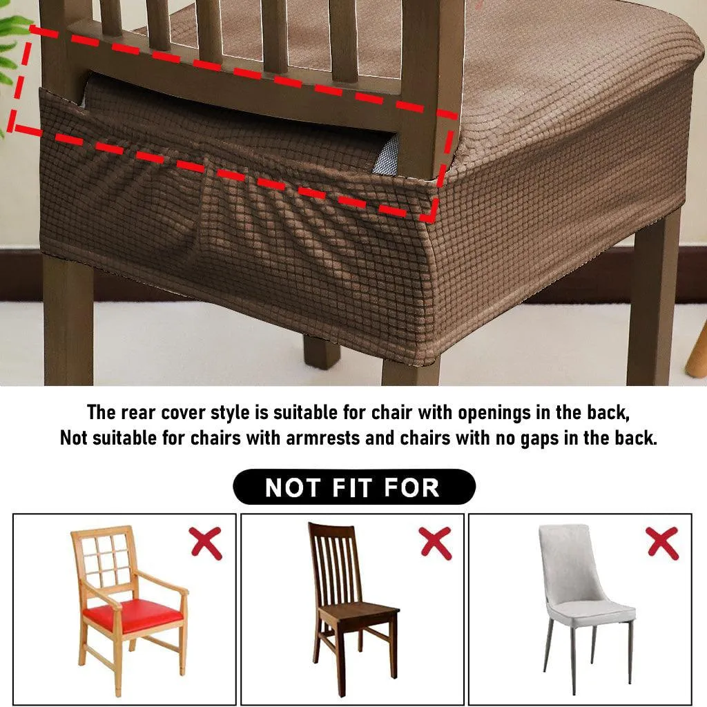 100% Waterproof Jacquard Dining Chair Seat Cushion Cover, Brown