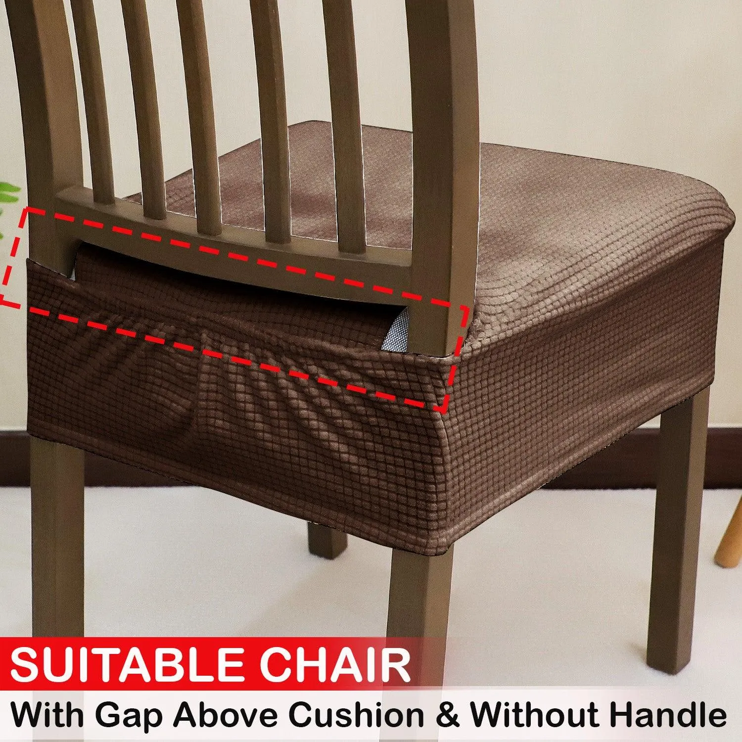 100% Waterproof Jacquard Dining Chair Seat Cushion Cover, Brown