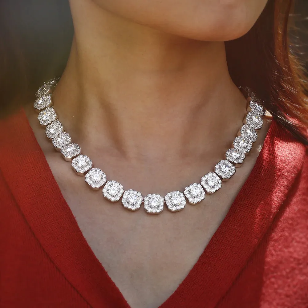 10mm Cluster Tennis Necklace