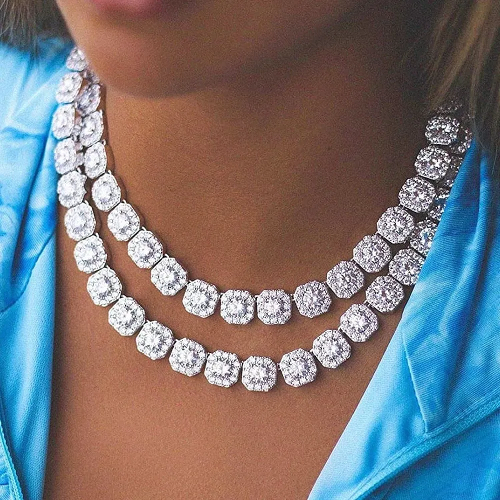 10mm Cluster Tennis Necklace