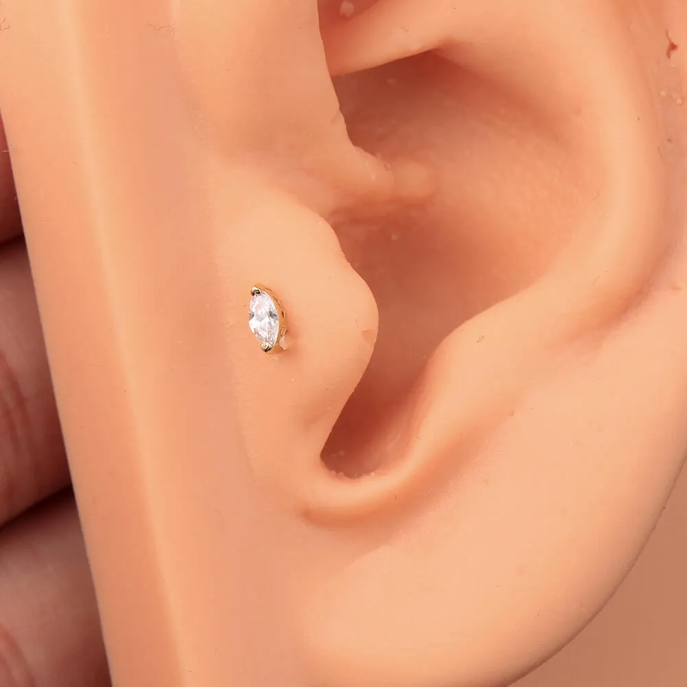 14K Gold 18G Teardrop Tragus Cartilage Earring Conch Stud