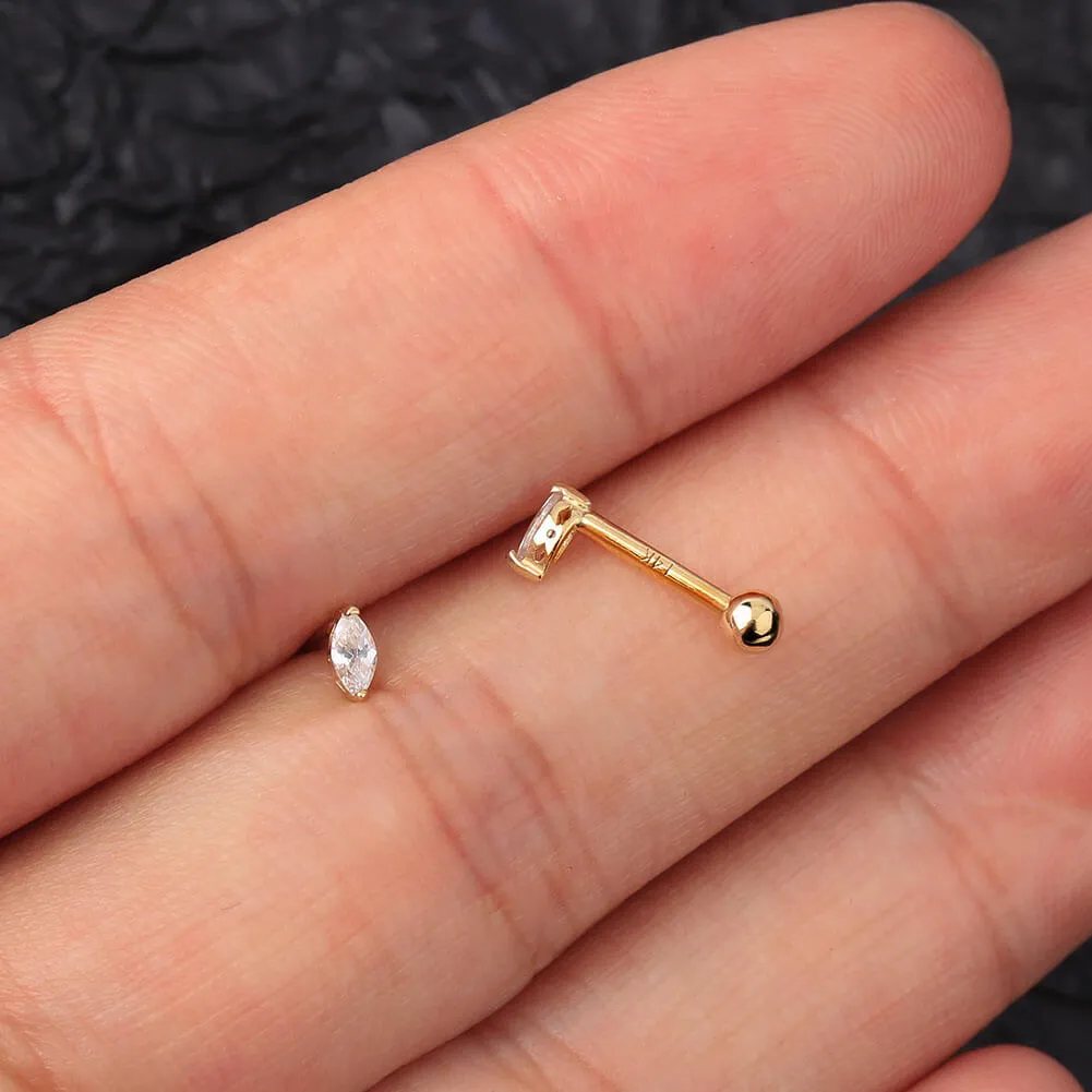 14K Gold 18G Teardrop Tragus Cartilage Earring Conch Stud