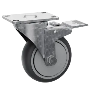 4" Gray TPR Tire Swivel Caster with Brake