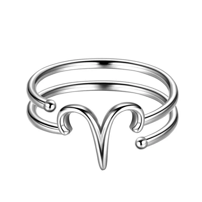 Aries Rings Zodiac Sign Jewelry Women Girls Birthday Gifts 925 Sterling Silver