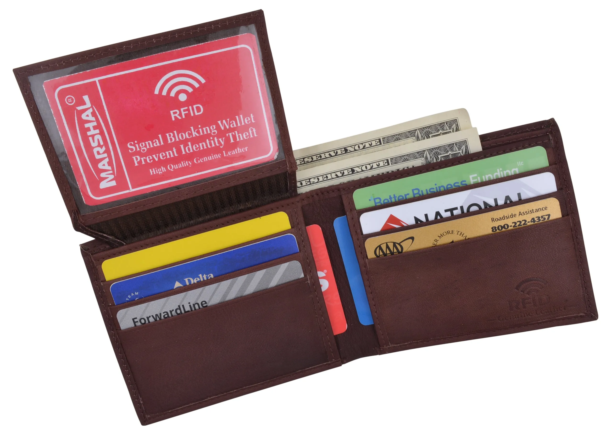 Bifold Men's RFID Blocking Genuine Leather Credit Card ID Wallet