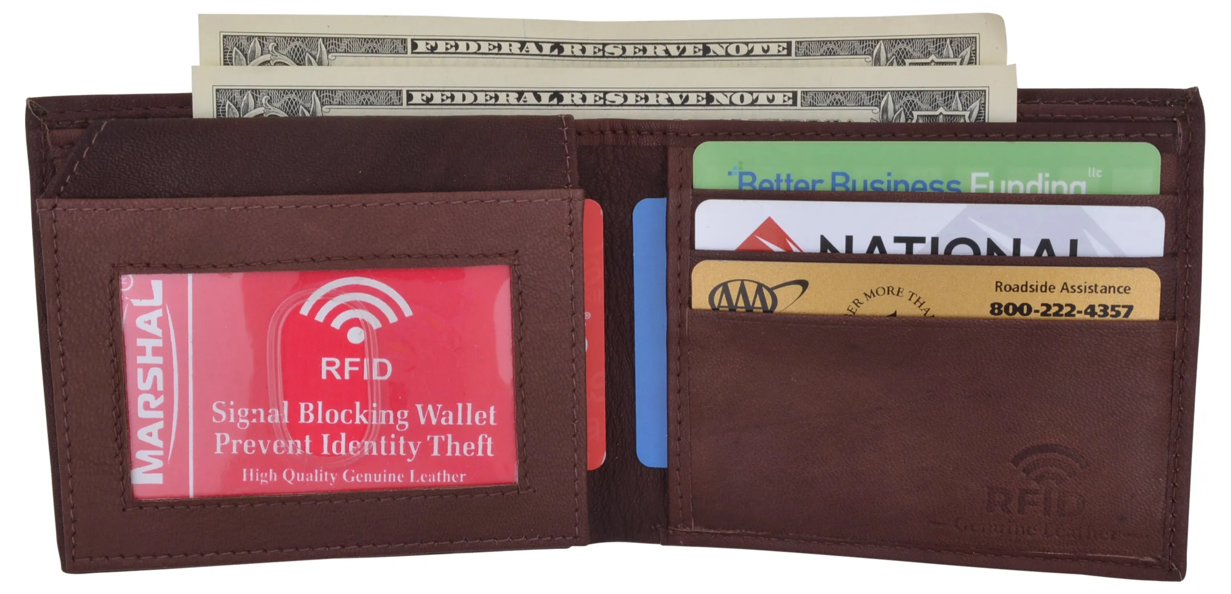 Bifold Men's RFID Blocking Genuine Leather Credit Card ID Wallet