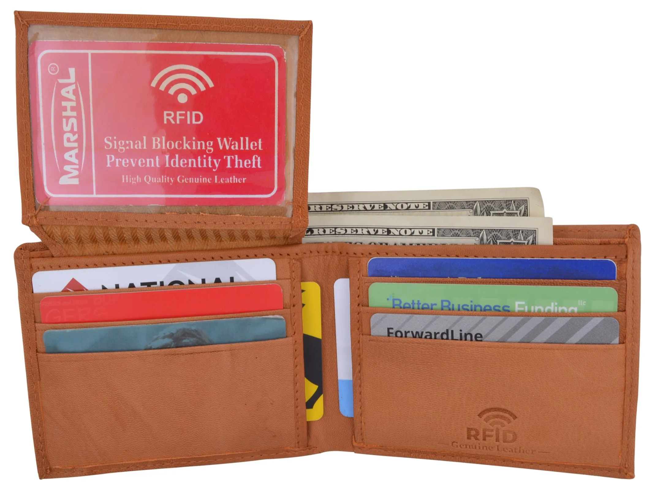 Bifold Men's RFID Blocking Genuine Leather Credit Card ID Wallet