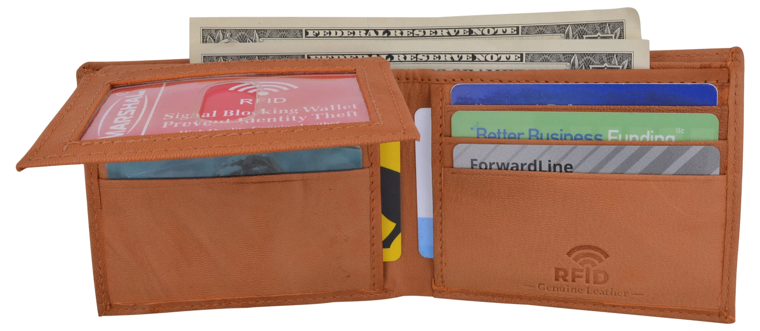 Bifold Men's RFID Blocking Genuine Leather Credit Card ID Wallet