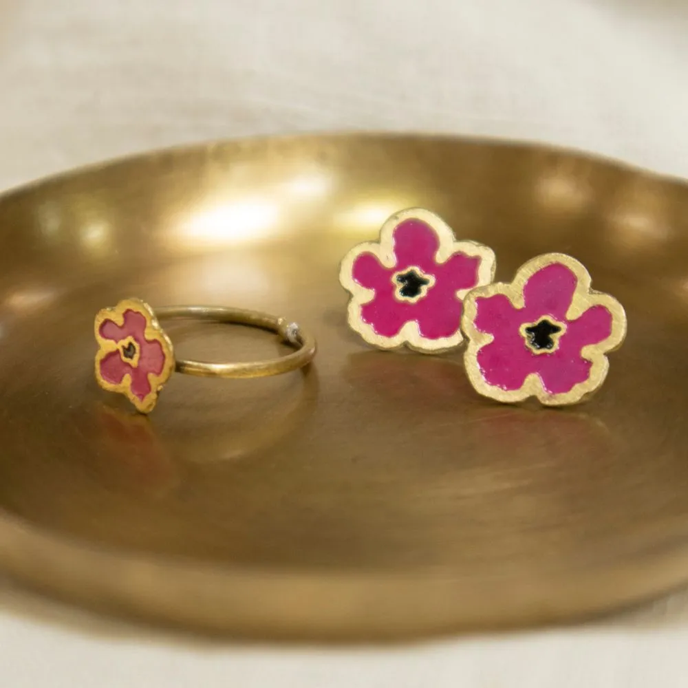 Blossom Adjustable Ring Magenta