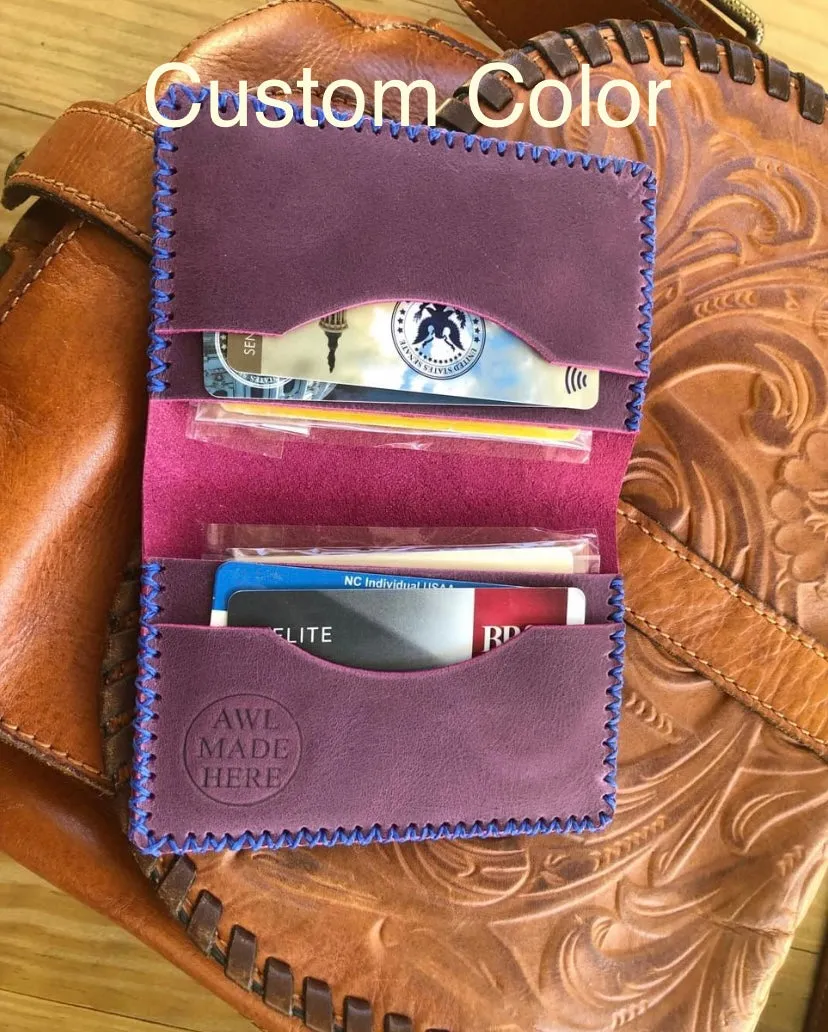 Card Case, Four Pockets. Black or Natural Tan