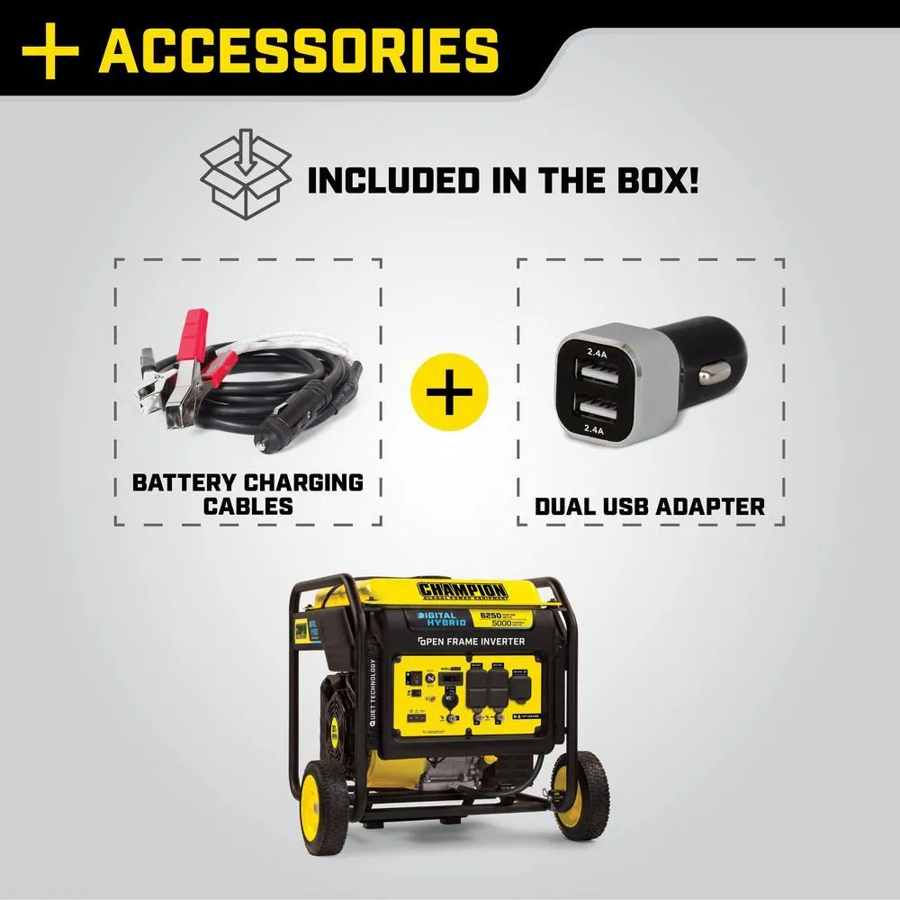 Champion 100519 5000W/6250W Open Frame Gas Inverter Generator New