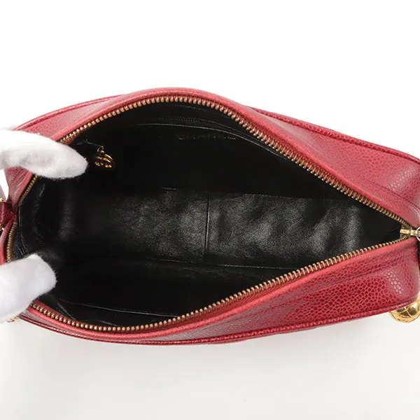 Chanel Around 1995 Made Caviar Skin Cc Mark Stitch Chain Shoulder Bag Bordeaux