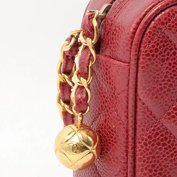 Chanel Around 1995 Made Caviar Skin Cc Mark Stitch Chain Shoulder Bag Bordeaux