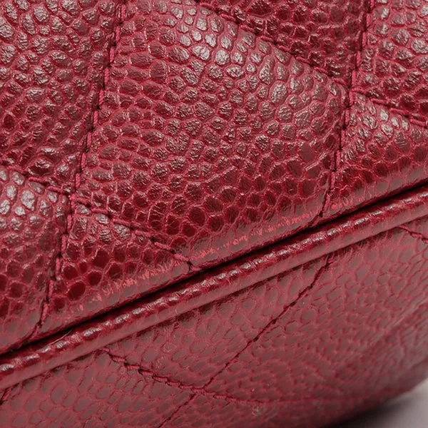Chanel Around 1995 Made Caviar Skin Cc Mark Stitch Chain Shoulder Bag Bordeaux