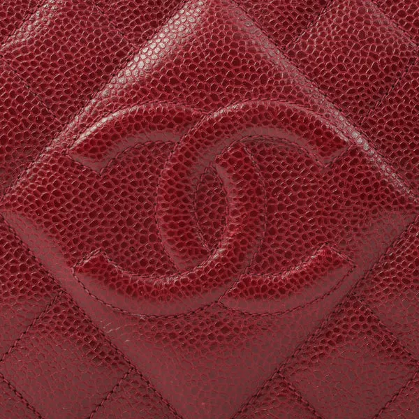 Chanel Around 1995 Made Caviar Skin Cc Mark Stitch Chain Shoulder Bag Bordeaux