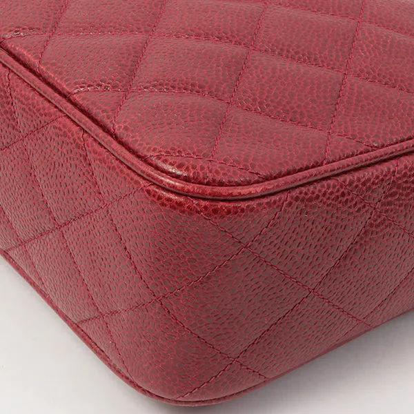 Chanel Around 1995 Made Caviar Skin Cc Mark Stitch Chain Shoulder Bag Bordeaux