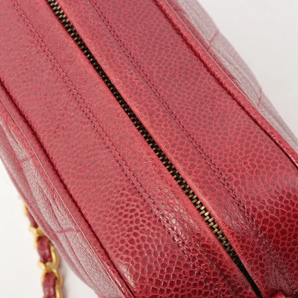 Chanel Around 1995 Made Caviar Skin Cc Mark Stitch Chain Shoulder Bag Bordeaux