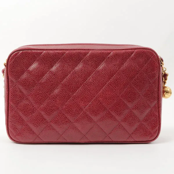 Chanel Around 1995 Made Caviar Skin Cc Mark Stitch Chain Shoulder Bag Bordeaux