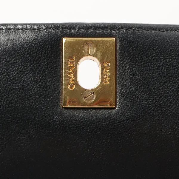 Chanel Around 1995 Made Mademoiselle Stitch Turn-Lock Chain Bag Black