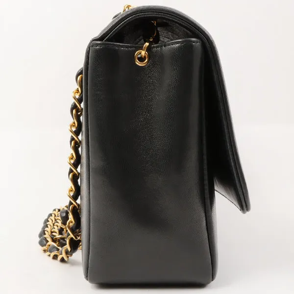 Chanel Around 1995 Made Mademoiselle Stitch Turn-Lock Chain Bag Black