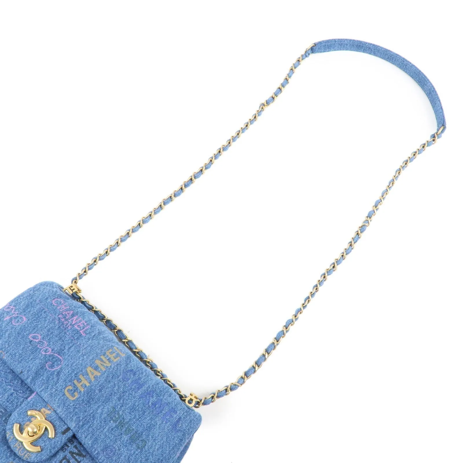 CHANEL Chanel Denim Small Flap Chain Shoulder Bag Blue AS3134