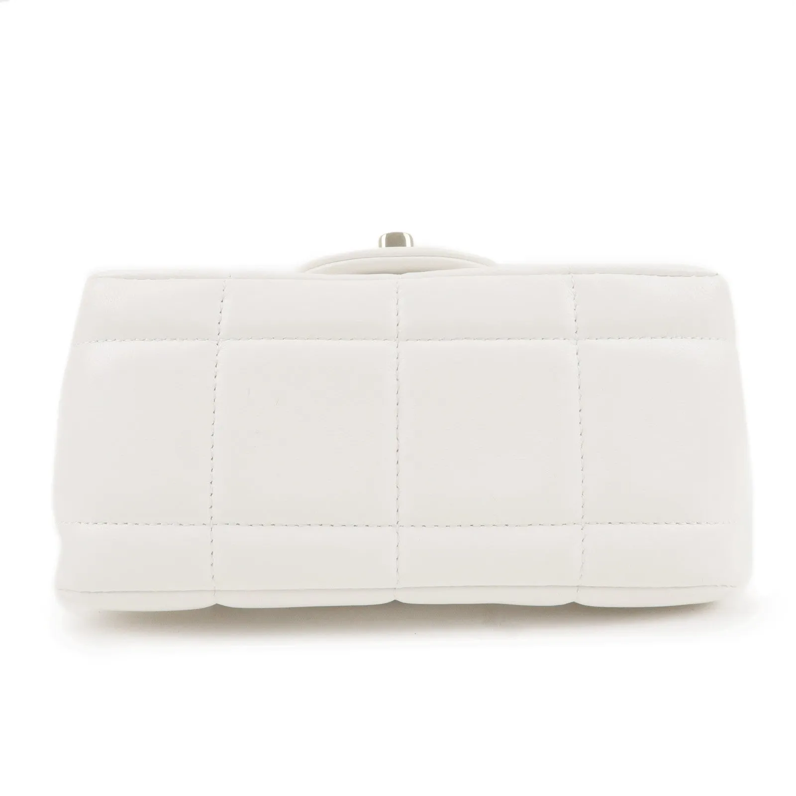 CHANEL Chocolate Bar Mini Matelasse Lamb Skin Shoulder Bag White
