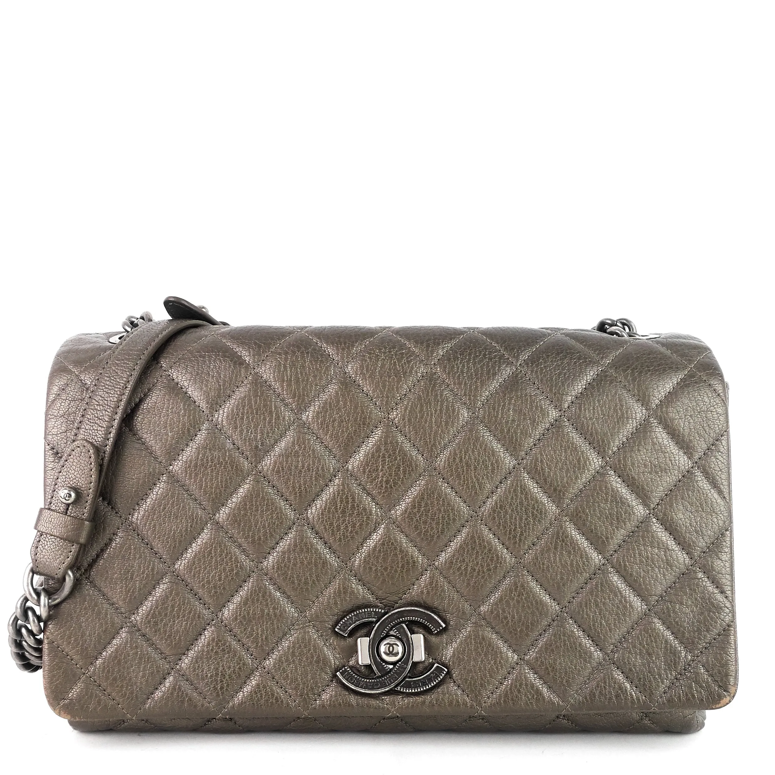 CHANEL City Rock Large Goatskin Flap Bag