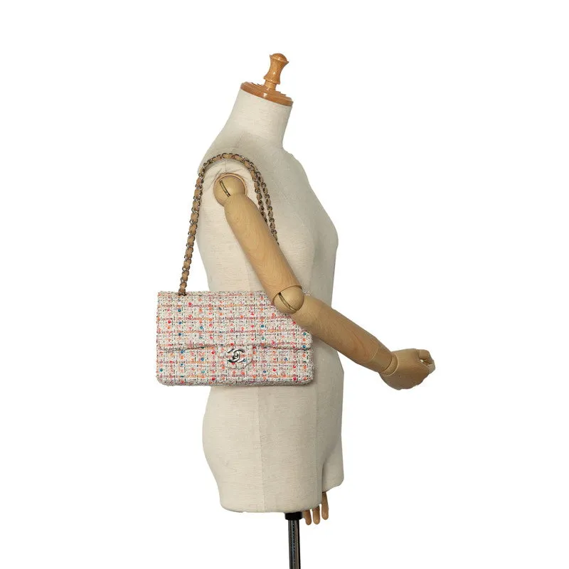Chanel Coco  Chain Shoulder Bag White Multicolor Tweed  Chanel