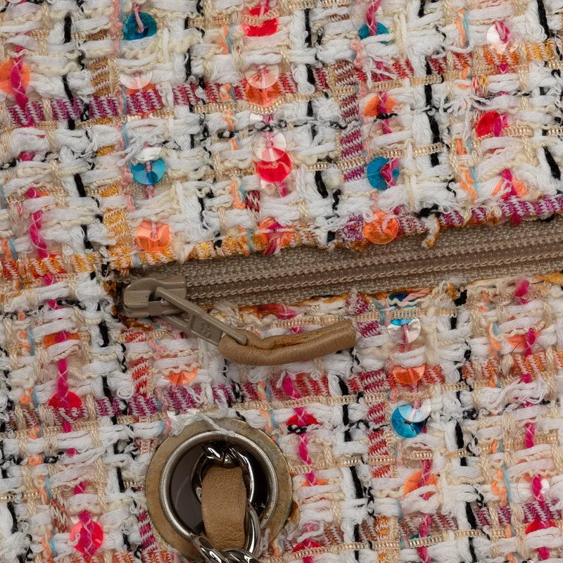 Chanel Coco  Chain Shoulder Bag White Multicolor Tweed  Chanel