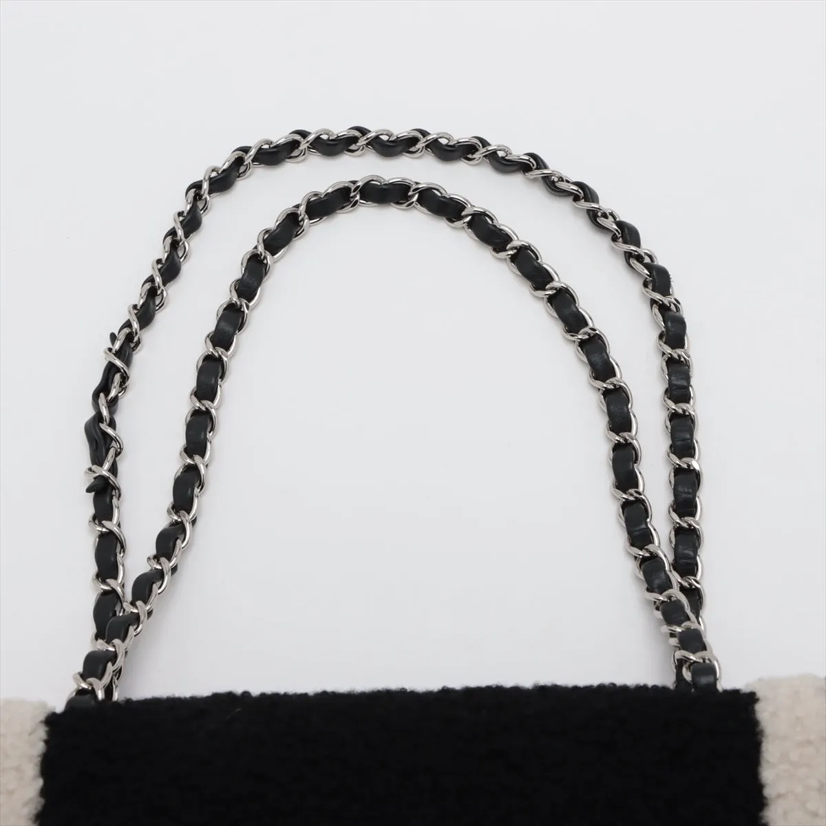 Chanel Cocomark Mouton Double Flap Double Chain Top Bag Black x Brown Silver  23rd