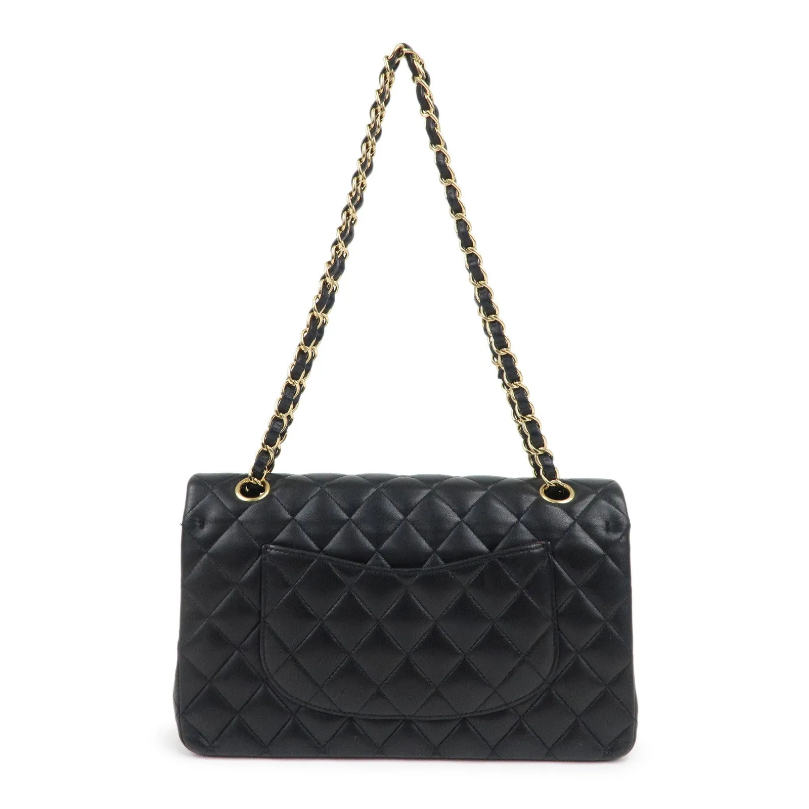 CHANEL Lamb Skin Matelasse 25 Double Flap Bag Black A01112