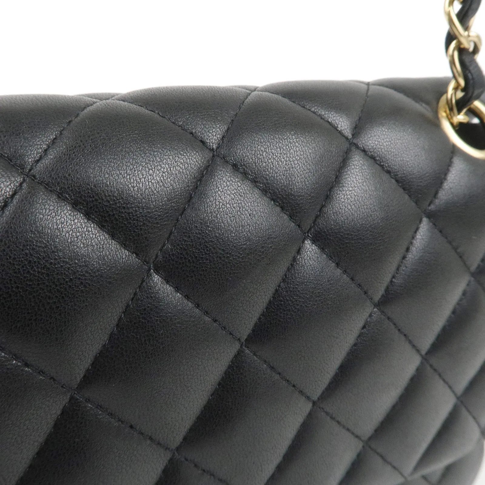 CHANEL Lamb Skin Matelasse 25 Double Flap Bag Black A01112