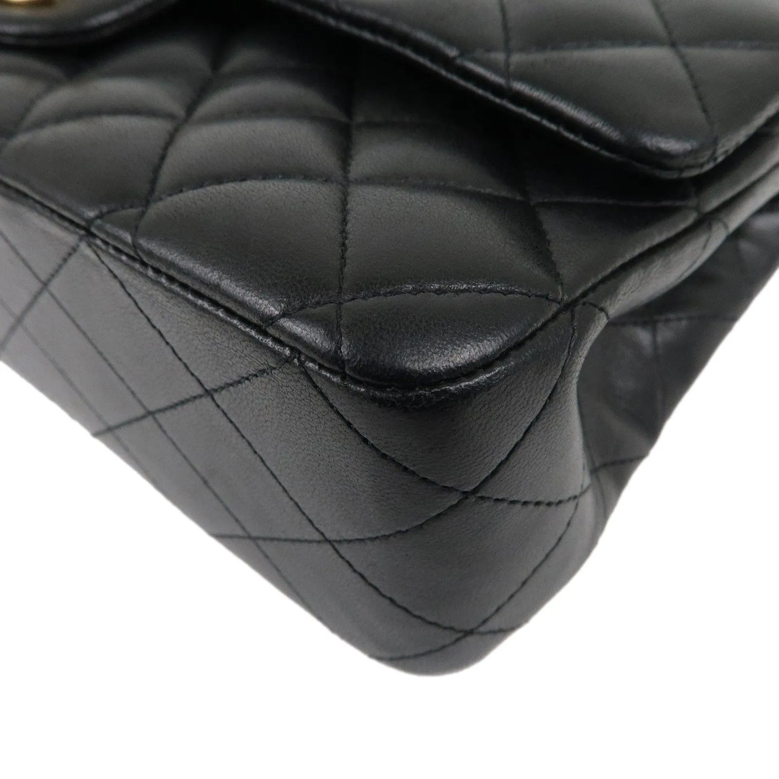 CHANEL Lamb Skin Matelasse 25 Double Flap Bag Black A01112