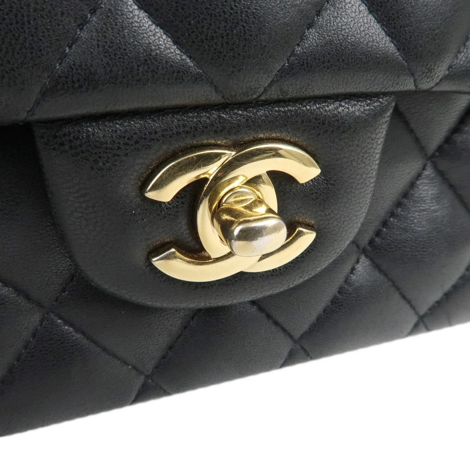CHANEL Lamb Skin Matelasse 25 Double Flap Bag Black A01112