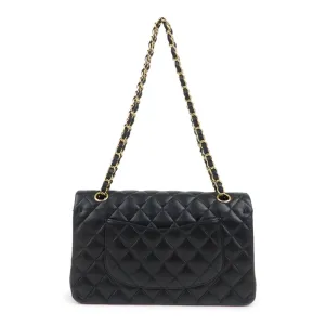 CHANEL Lamb Skin Matelasse 25 Double Flap Bag Black A01112