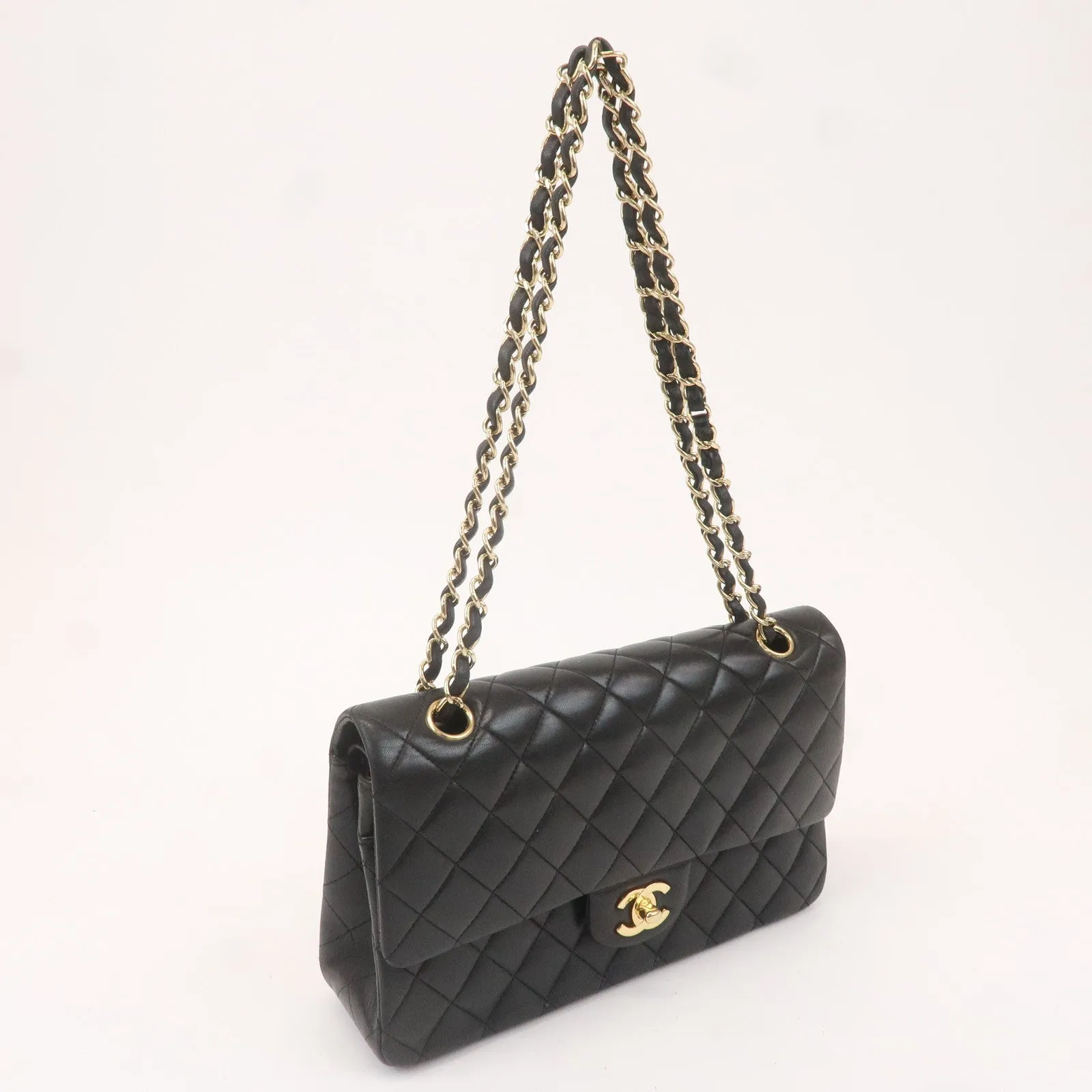CHANEL Matelasse 25 Lamb Skin Double Flap Shoulder Bag A01112