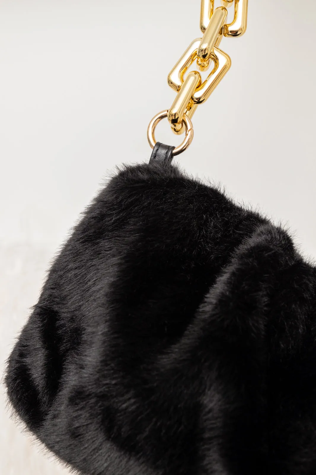 Classy And Carefree Faux Fur Bag In Black - 9/29/2022