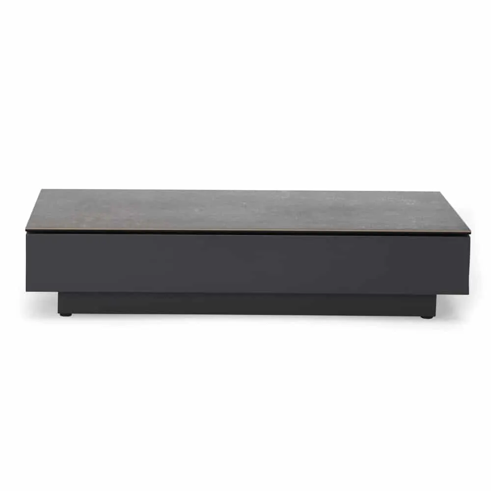 Crete Aluminium Small Outdoor Coffee Table (Charcoal) with Ceramic Top (Concrete Look)
