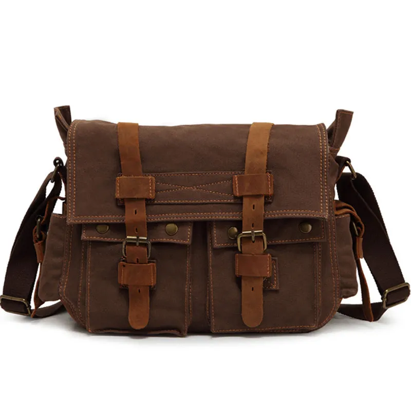 Cross Shoulder Bag Canvas and Leather Satchel