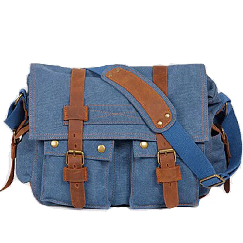 Cross Shoulder Bag Canvas and Leather Satchel