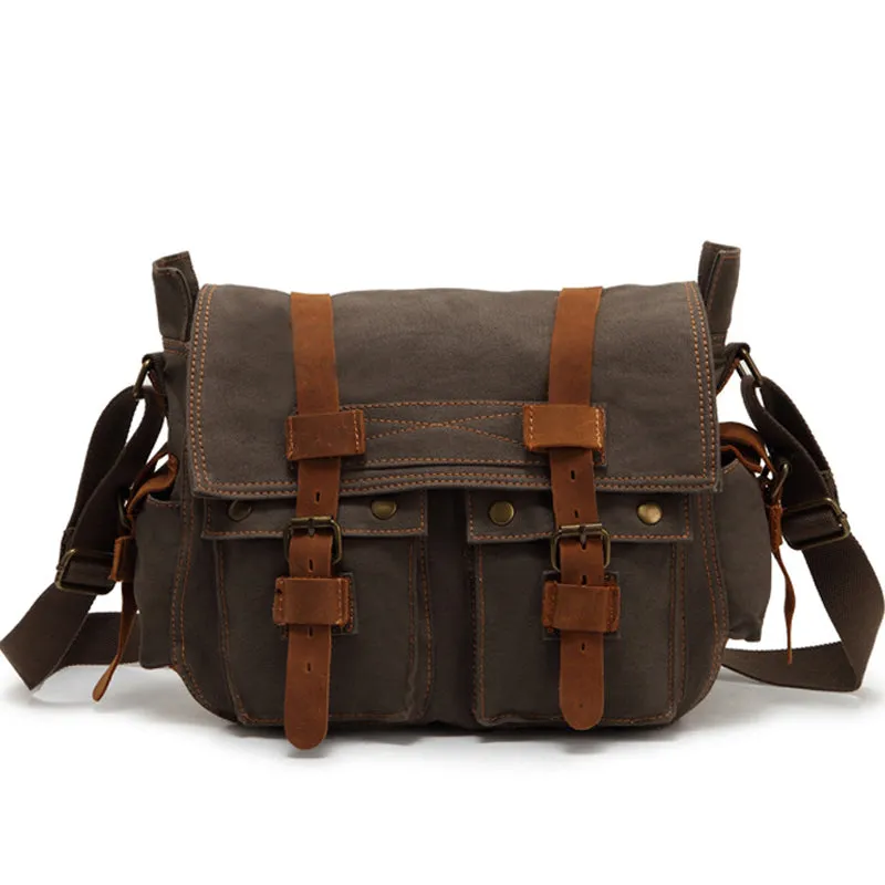 Cross Shoulder Bag Canvas and Leather Satchel