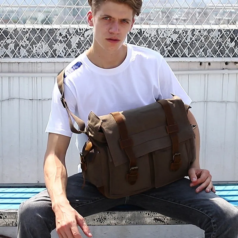 Cross Shoulder Bag Canvas and Leather Satchel