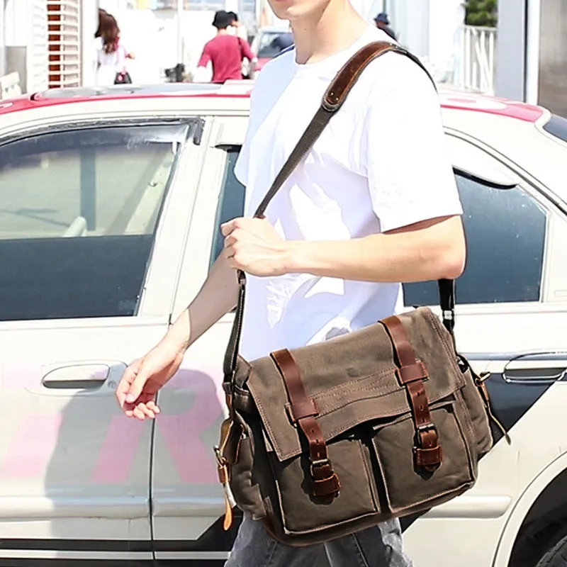 Cross Shoulder Bag Canvas and Leather Satchel