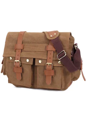 Cross Shoulder Bag Canvas and Leather Satchel