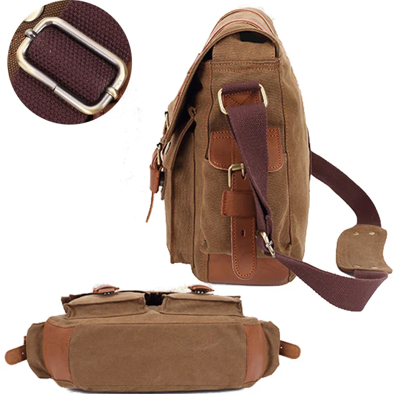 Cross Shoulder Bag Canvas and Leather Satchel