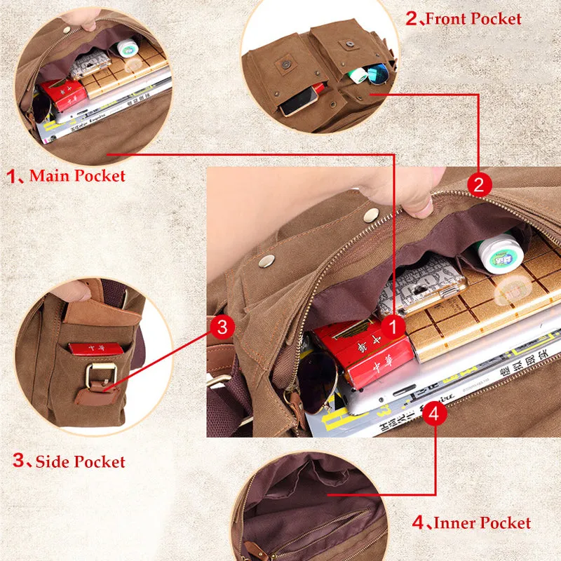 Cross Shoulder Bag Canvas and Leather Satchel