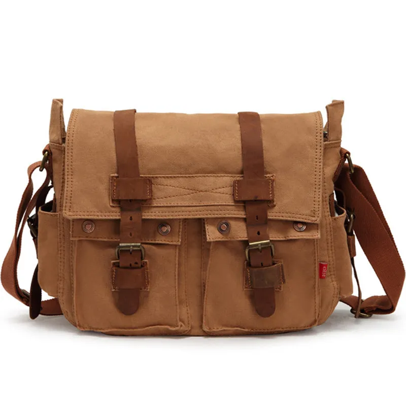 Cross Shoulder Bag Canvas and Leather Satchel