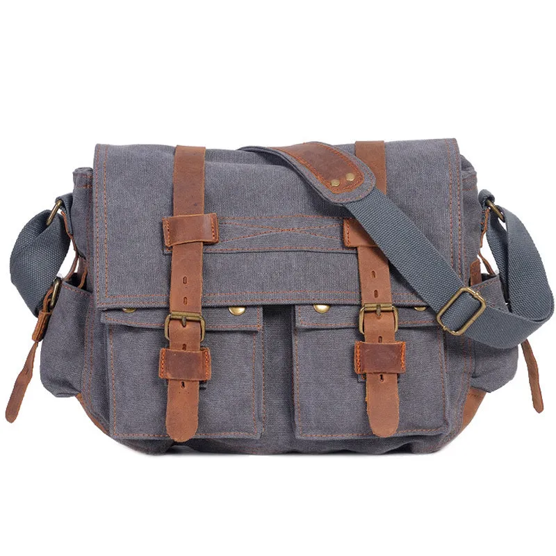 Cross Shoulder Bag Canvas and Leather Satchel