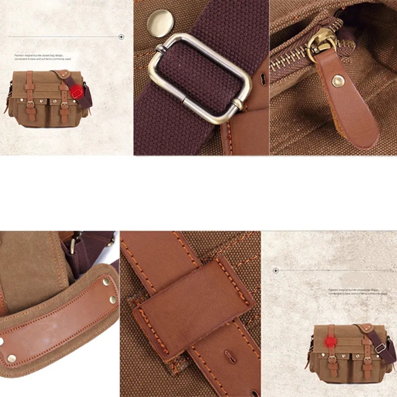 Cross Shoulder Bag Canvas and Leather Satchel